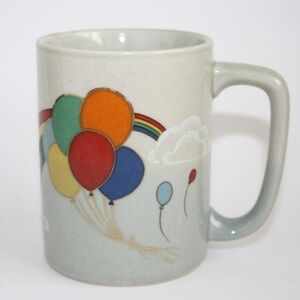 Vintage 1980s Otagiri Mug Colourful Balloons Rainbows Stoneware